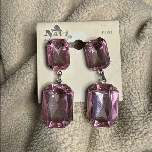 Pink Crystal Drop Dangle Earrings